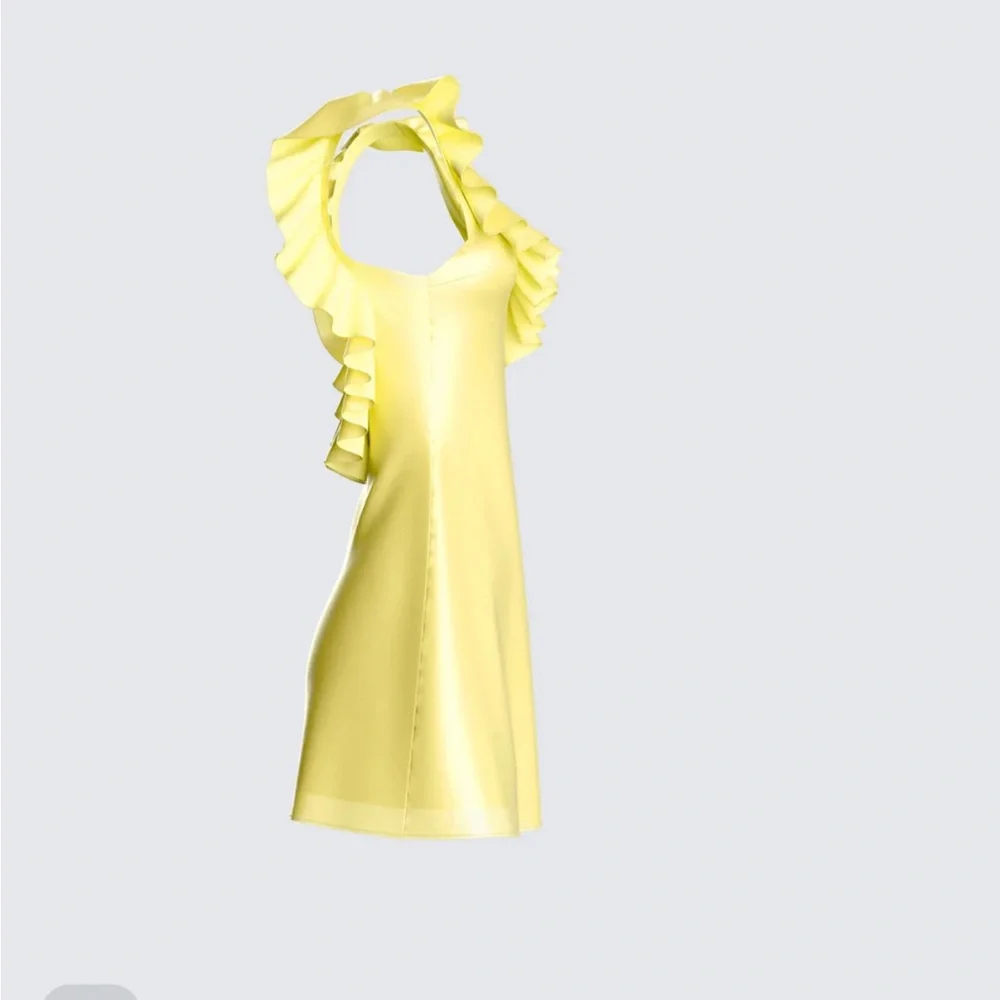 Yellow Ruffled Mini Dress - Picture 2 of 6